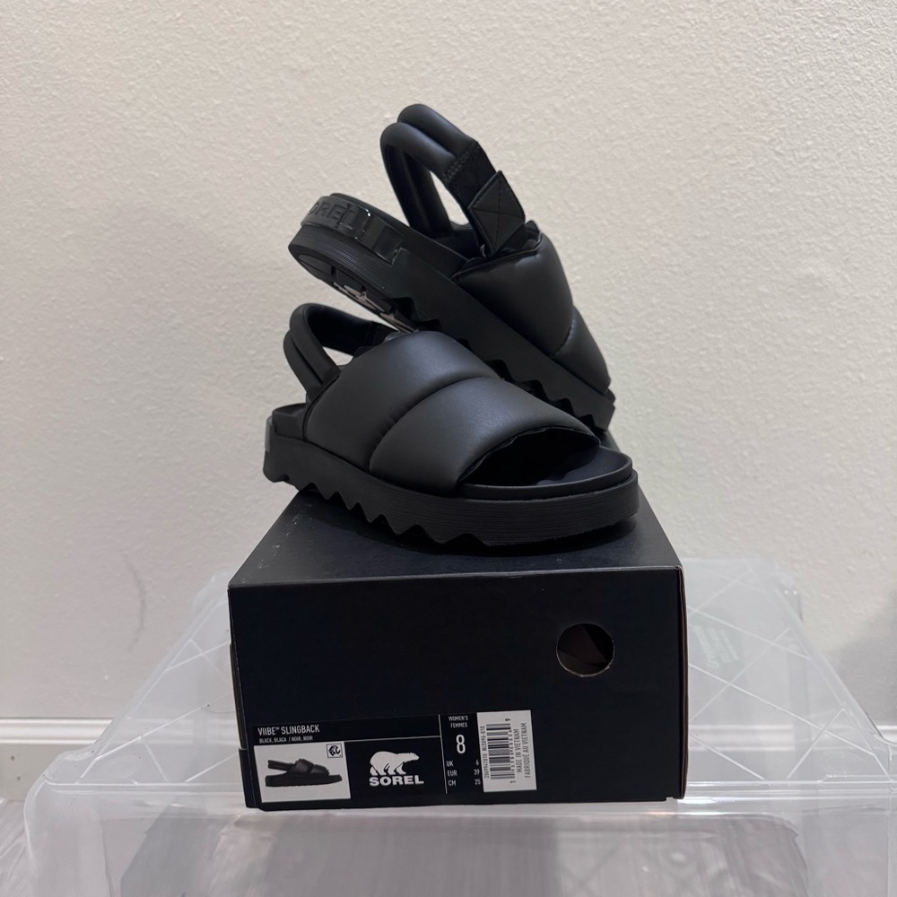 Sorel Black Viibe Slingback Sandals